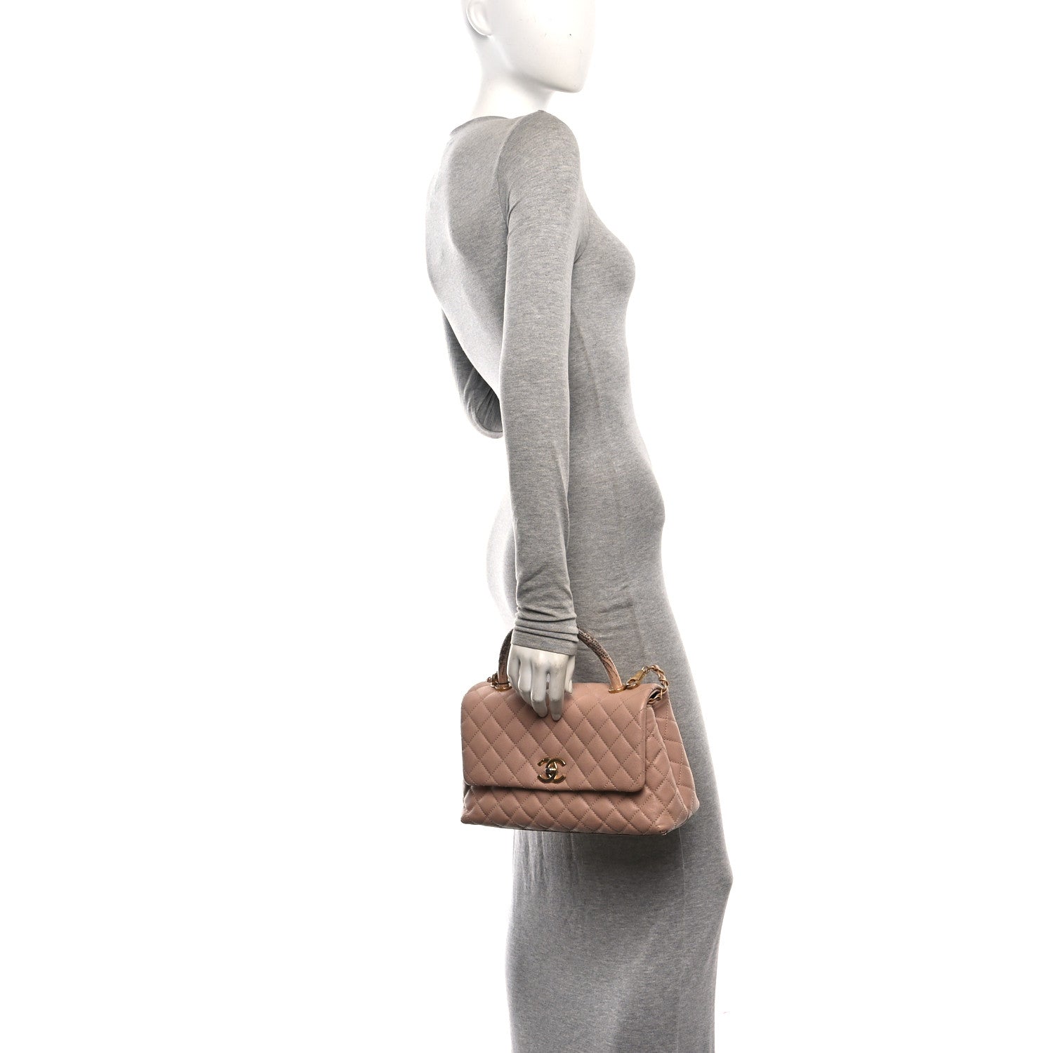 Chanel Caviar Lizard Embossed Quilted Small Coco Handle Flap Beige 2 of 10