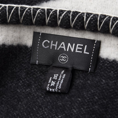 Chanel Merino Wool Cashmere CC Throw Blanket Black White 4 of 5