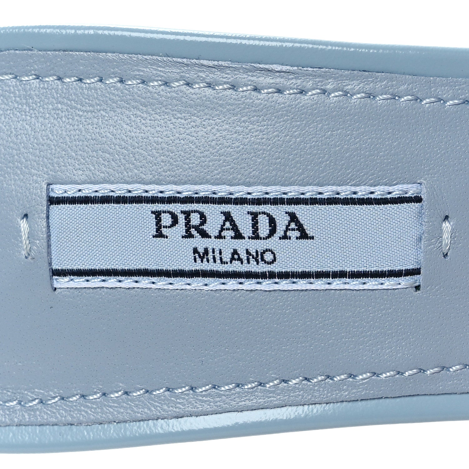 Prada Spazzolato Triangle Logo 65mm Slide Sandals 37.5 Celeste 7 of 7