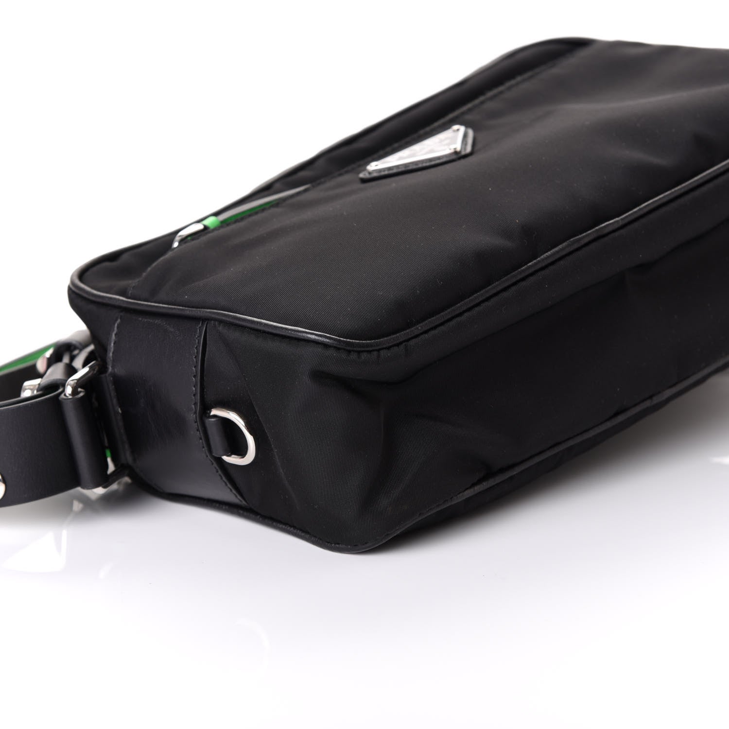 Prada Tessuto Nylon Studded New Vela Shoulder Bag Black Verde 9 of 10
