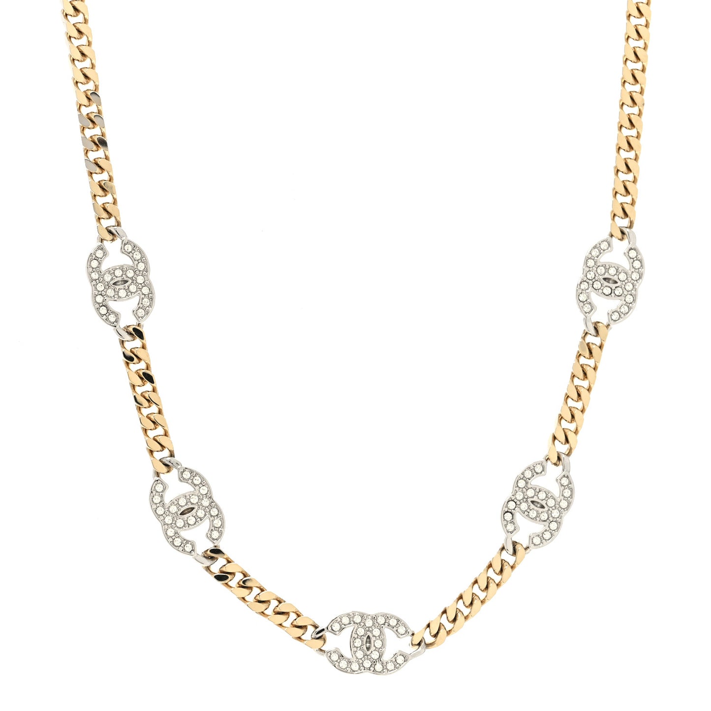 Crystal Chain CC Link Choker Gold Silver