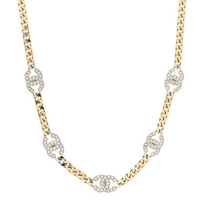 Chanel Crystal Chain CC Link Choker Gold Silver 1 of 5
