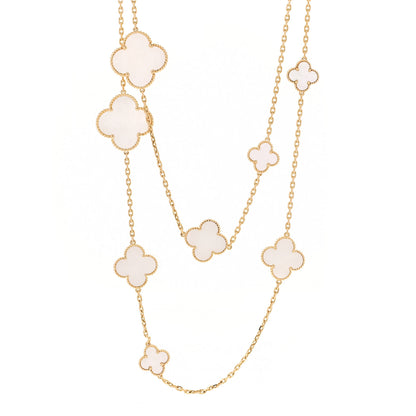Van Cleef & Arpels 18K Yellow Gold Mother of Pearl 16 Motifs Magic Alhambra Necklace 1 of 5