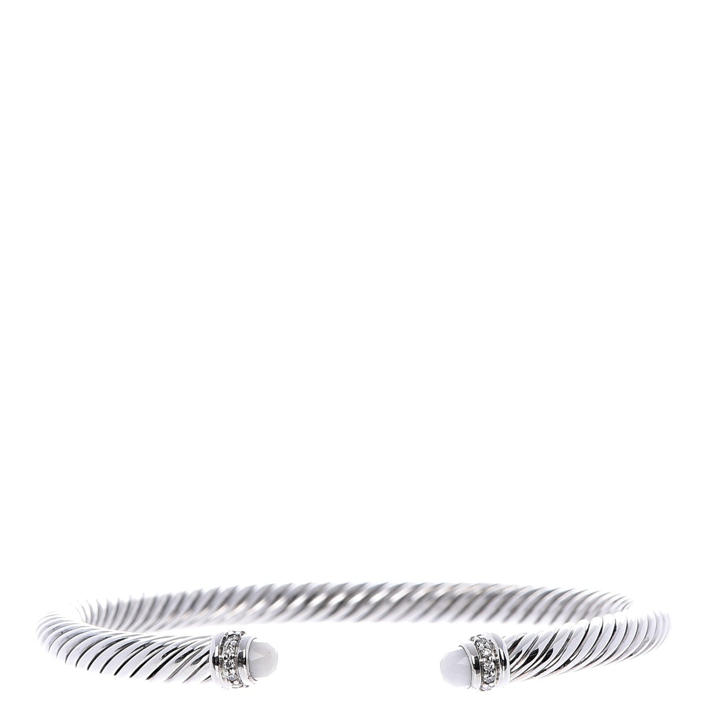 Sterling Silver Diamond White Agate 5mm Cable Classics Bracelet
