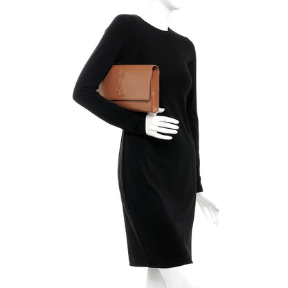 Saint Laurent Textured Patent Calfskin Monogram Large Belle De Jour Clutch Nude 2 of 8