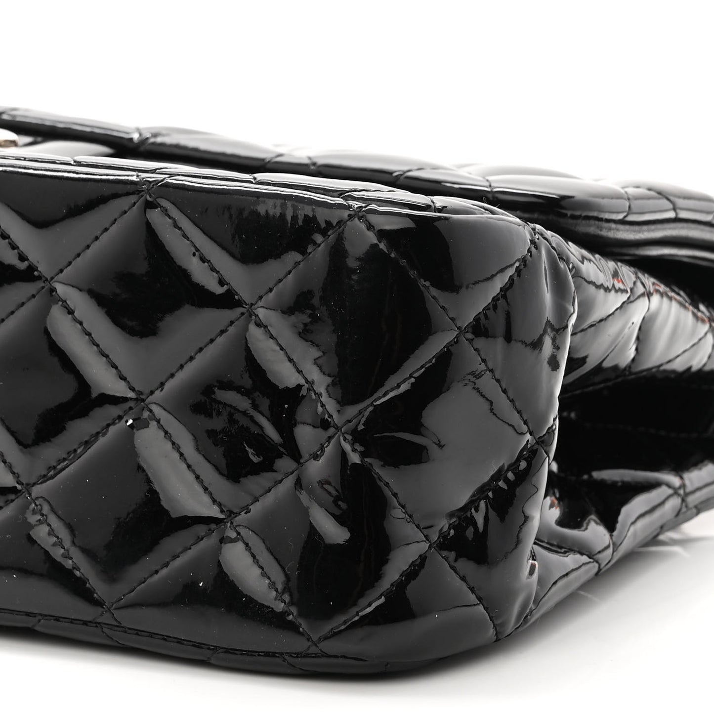 Patent Quilted Jumbo Double Flap Black