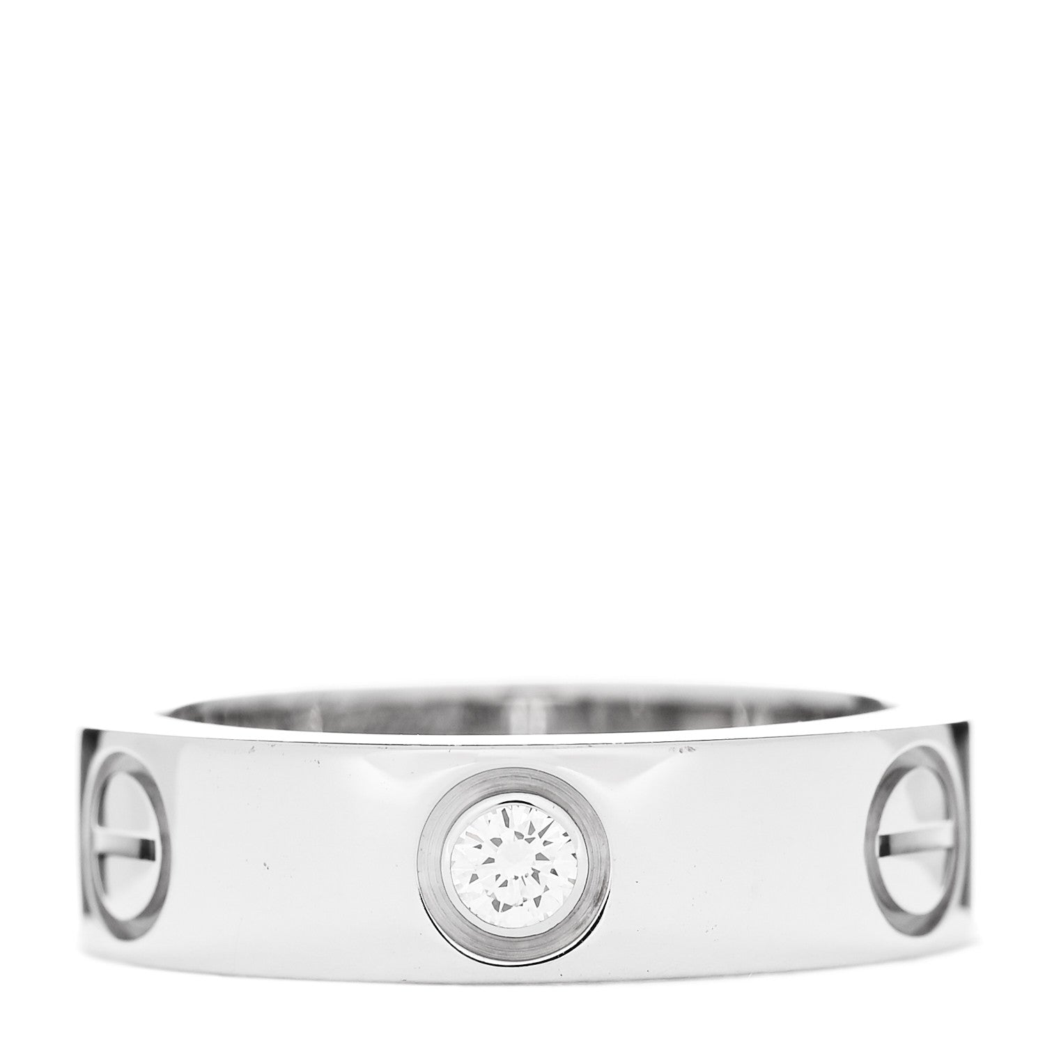 Cartier 18K White Gold 3 Diamond 5.5mm LOVE Ring 52 6 1 of 7