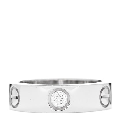 Cartier 18K White Gold 3 Diamond 5.5mm LOVE Ring 52 6 1 of 7
