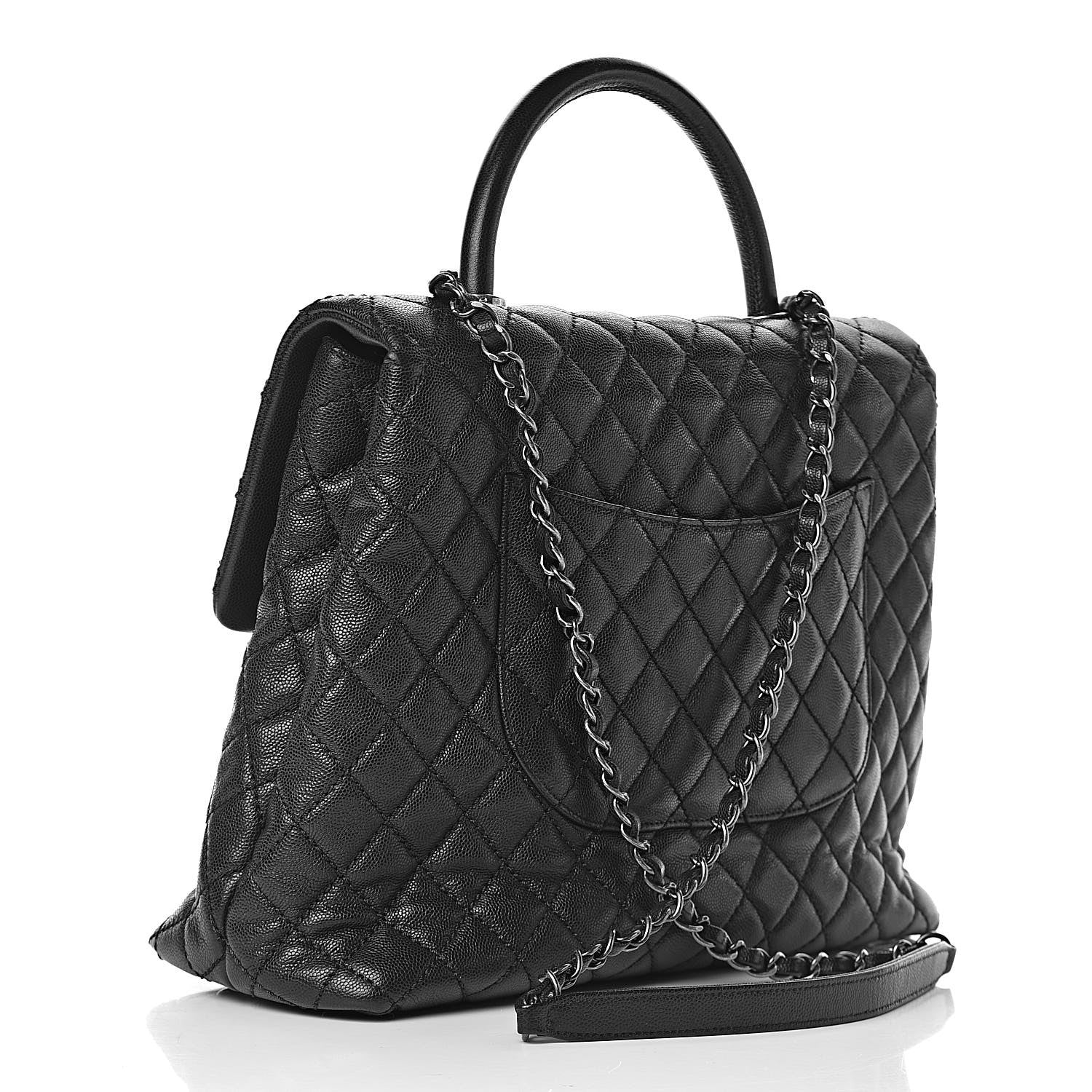 Chanel Caviar Quilted Large Coco Handle Flap Black 3 of 13