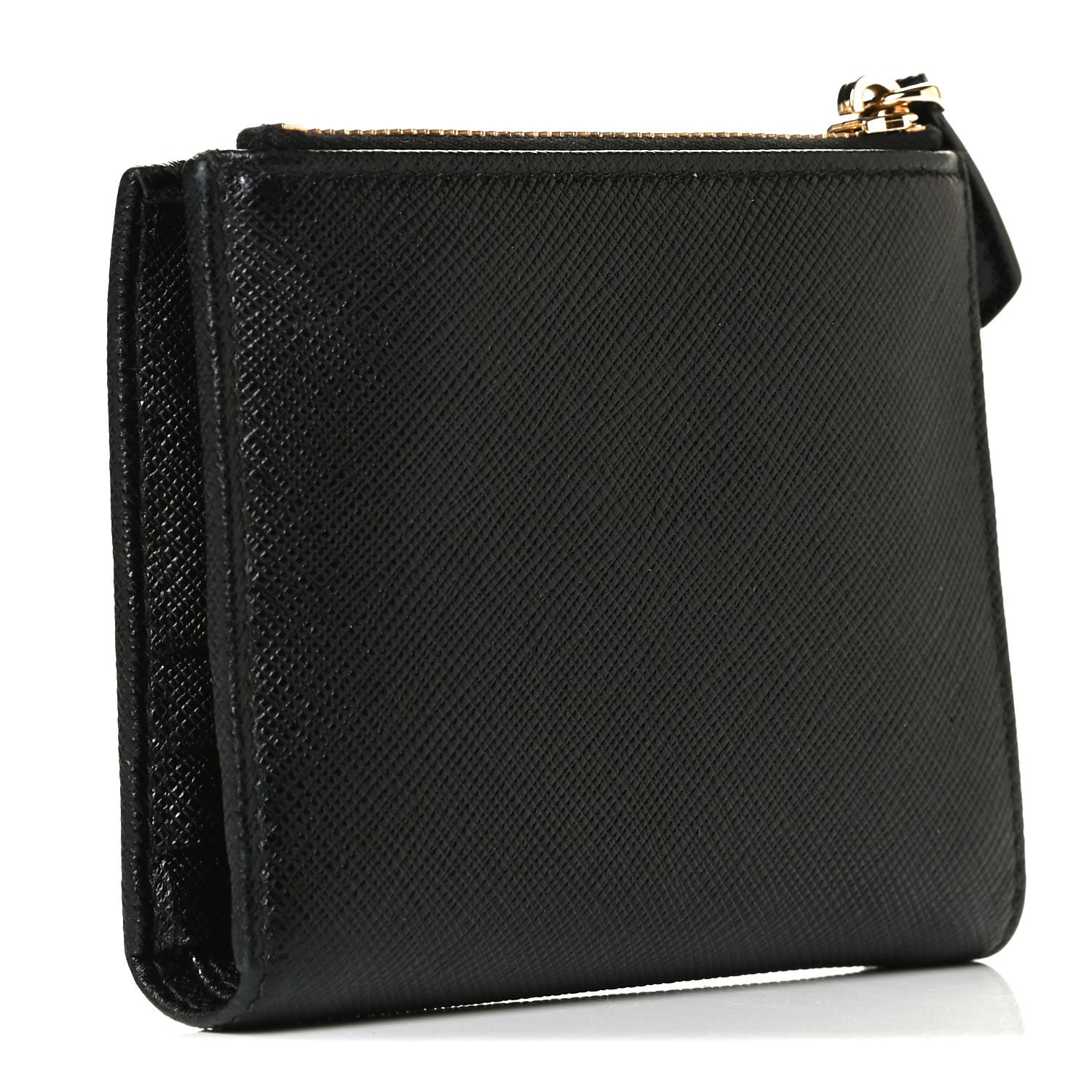 Prada Saffiano Zip Top Compact Wallet Black 3 of 12