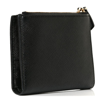 Prada Saffiano Zip Top Compact Wallet Black 3 of 12