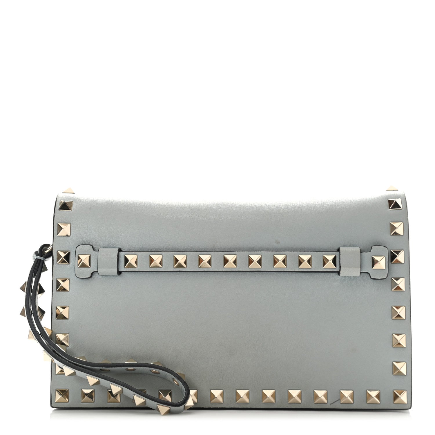 Valentino Garavani Nappa Small Rockstud Wristlet Clutch Pastel Grey 1 of 10