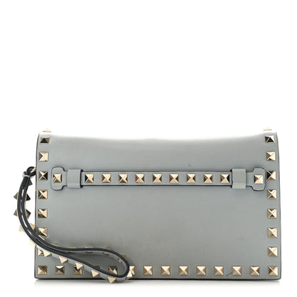 Valentino Garavani Nappa Small Rockstud Wristlet Clutch Pastel Grey 1 of 10
