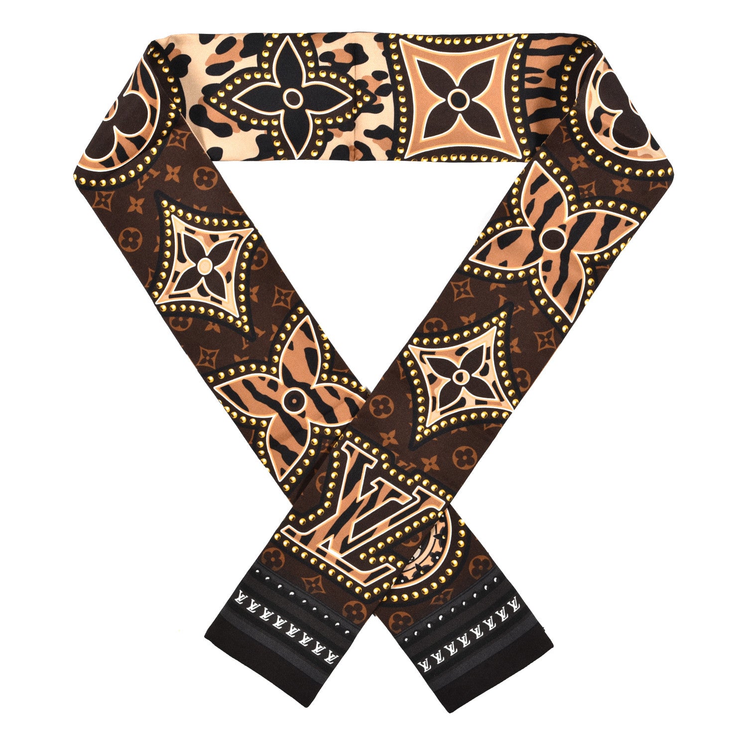 Louis Vuitton Silk Monogram LV World Bandeau Brown 1 of 3