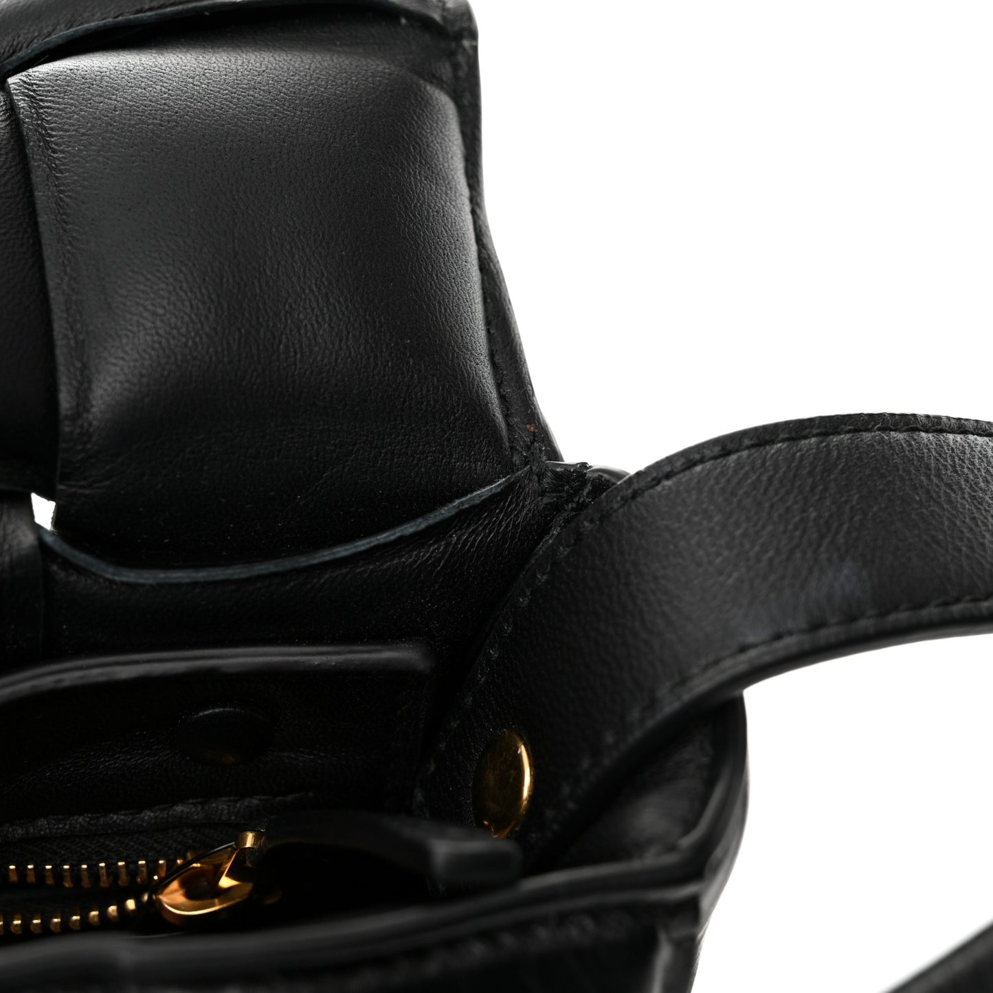 Paper Calfskin Maxi Intreccio Padded Cassette Crossbody Black