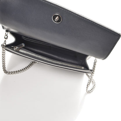 Christian Dior Metallic Grained Calfskin Diorama Wallet on Chain Pouch Silver 5 of 8
