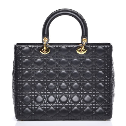 Christian Dior Vintage Lambskin Cannage Large Lady Dior Black 1 of 8