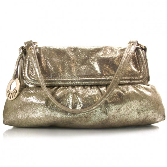 Metallic Calfskin Chef Shoulder Bag Gold