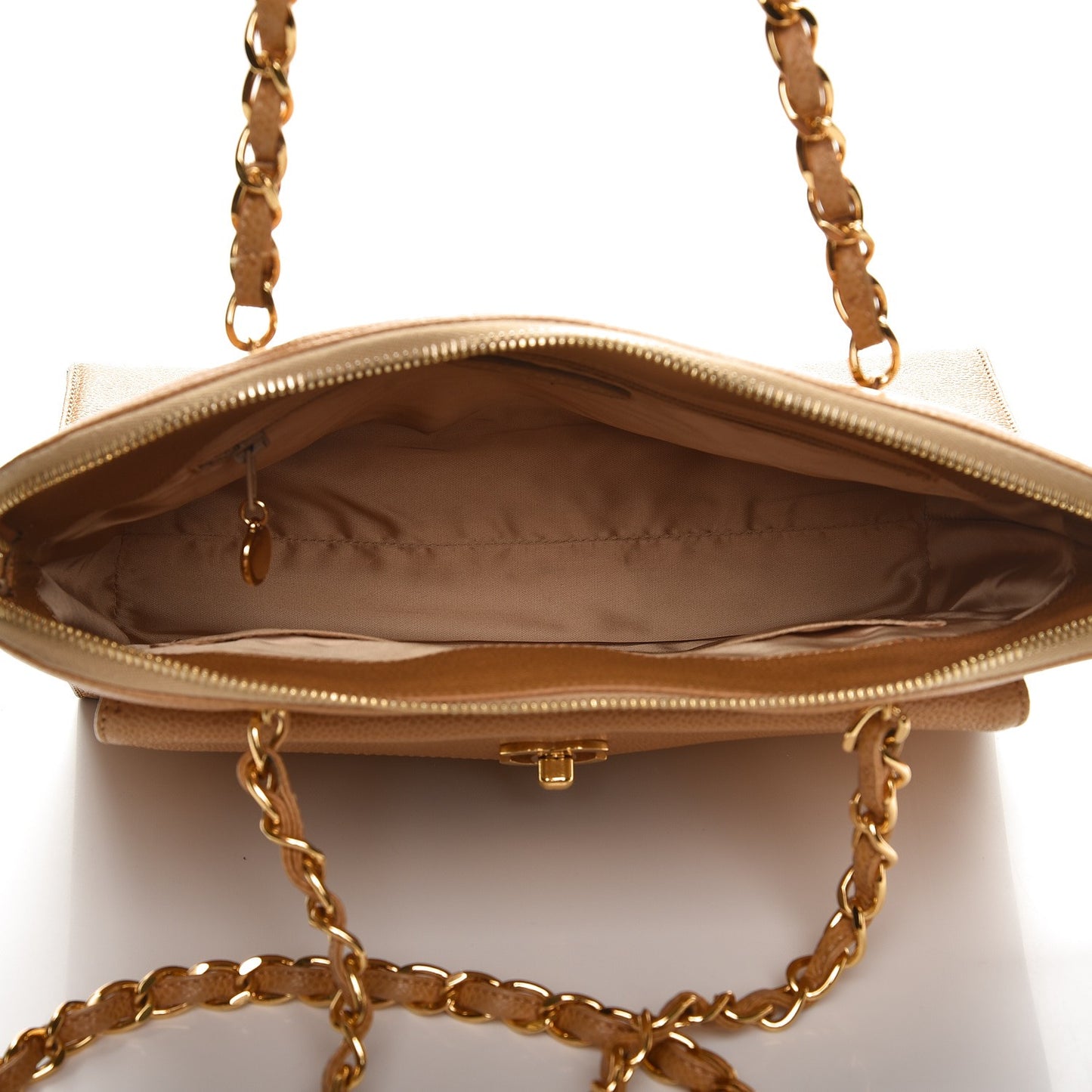 Caviar Flap Shoulder Bag Beige