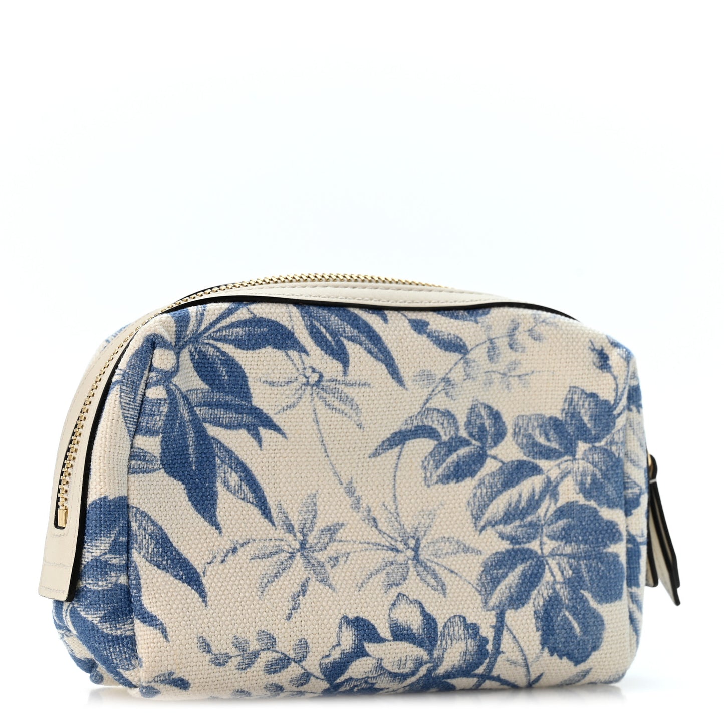 Canvas Herbarium Print Ribbon Cosmetic Case Blue