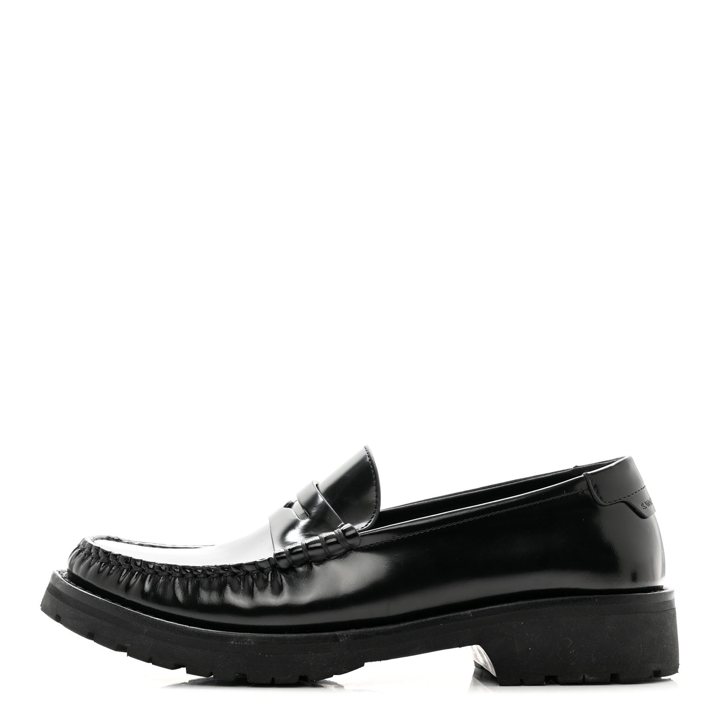 Glazed Calfskin Chunky Le Loafer Penny Slippers 37.5 Black