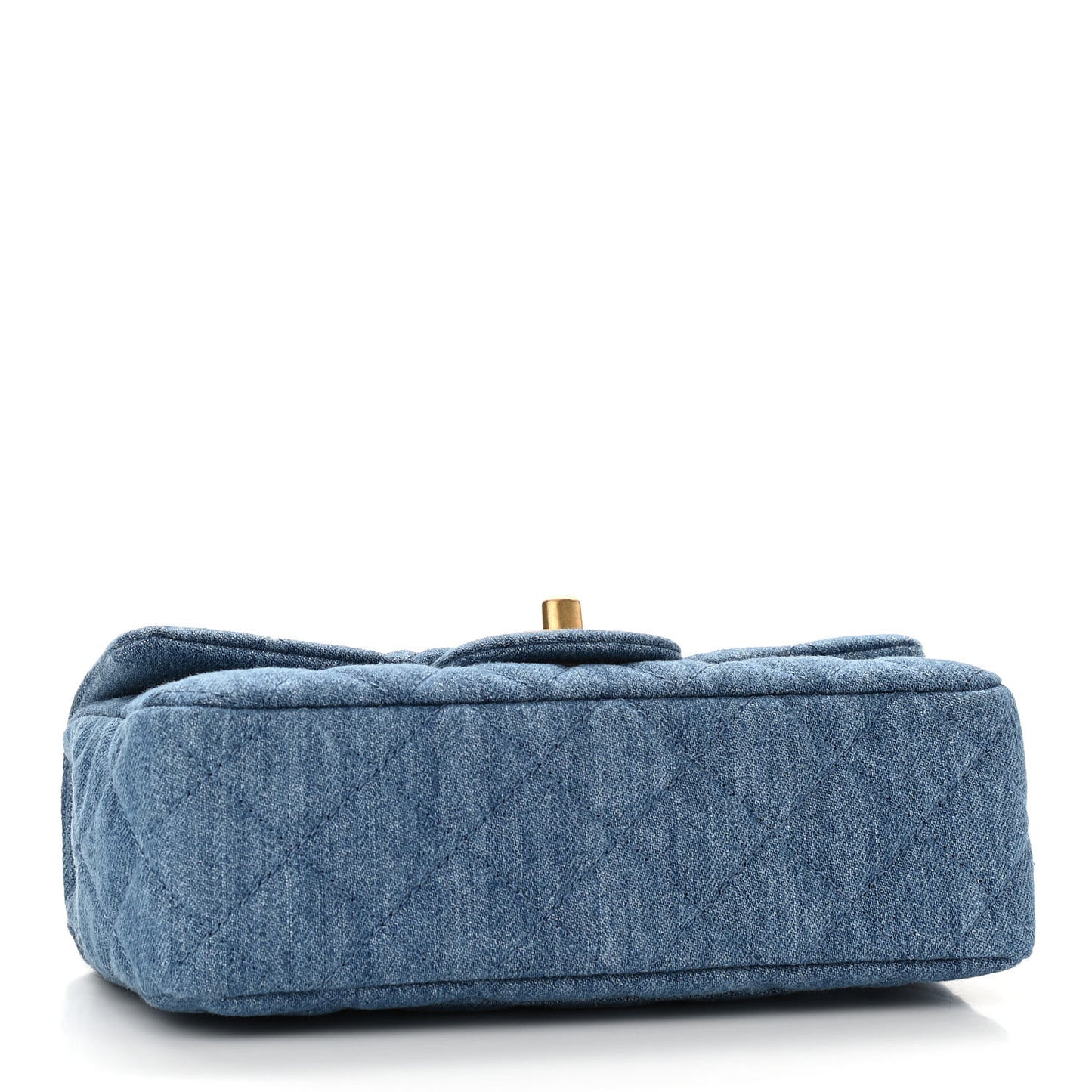 Denim Quilted Mini Pearl Crush Rectangular Flap Blue