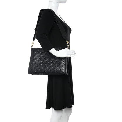 Louis Vuitton Lambskin Embossed Monogram Coussin MM Black 2 of 10