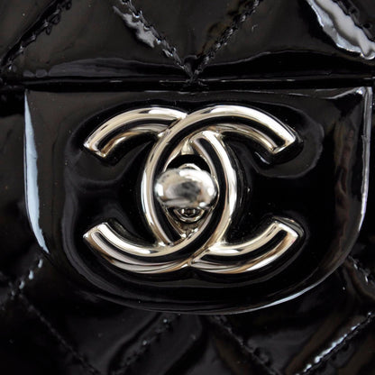 Chanel Patent Upside Down Flap Bag Black 5 of 9