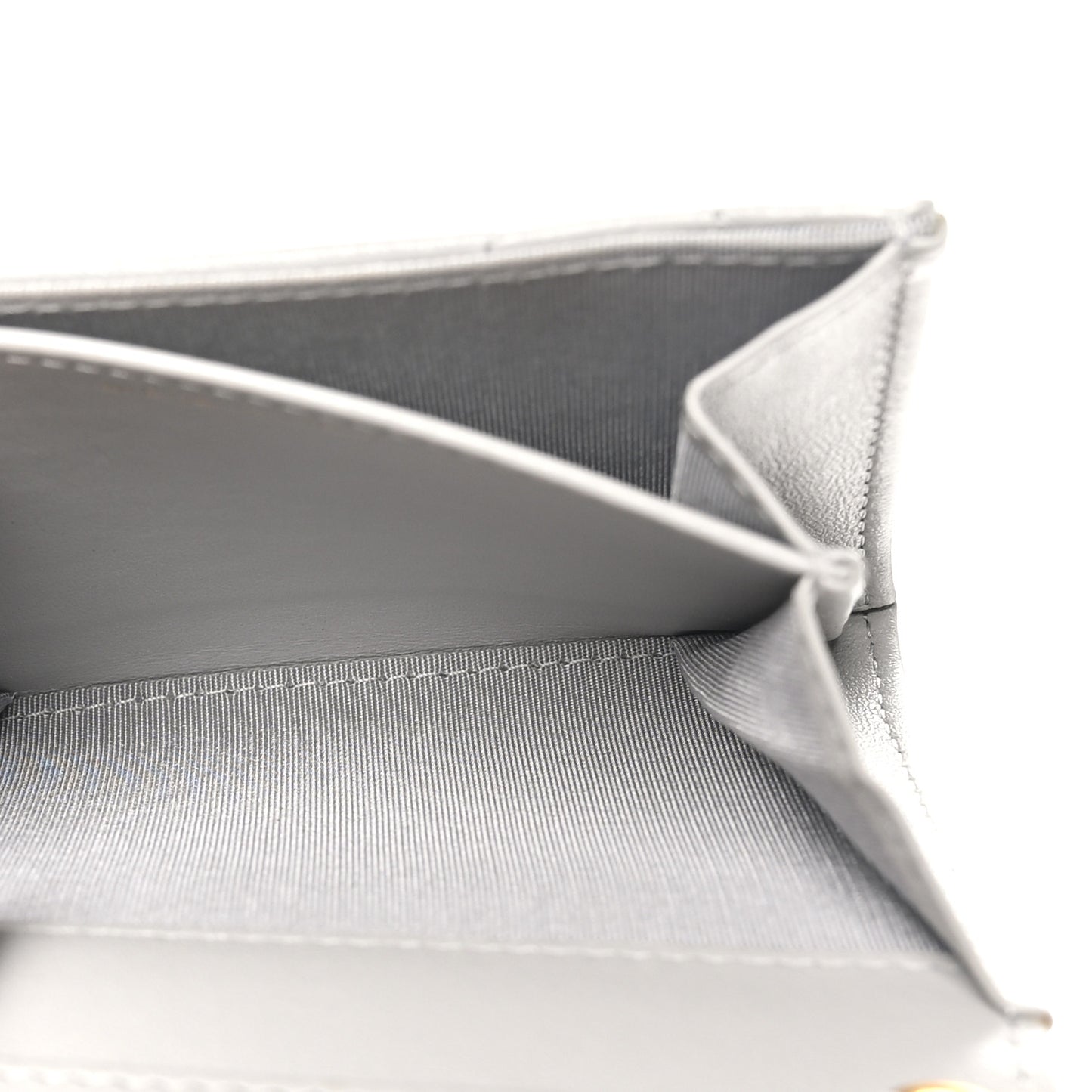 Lambskin Quilted Chanel 19 Flap Coin Purse With Chain Grey