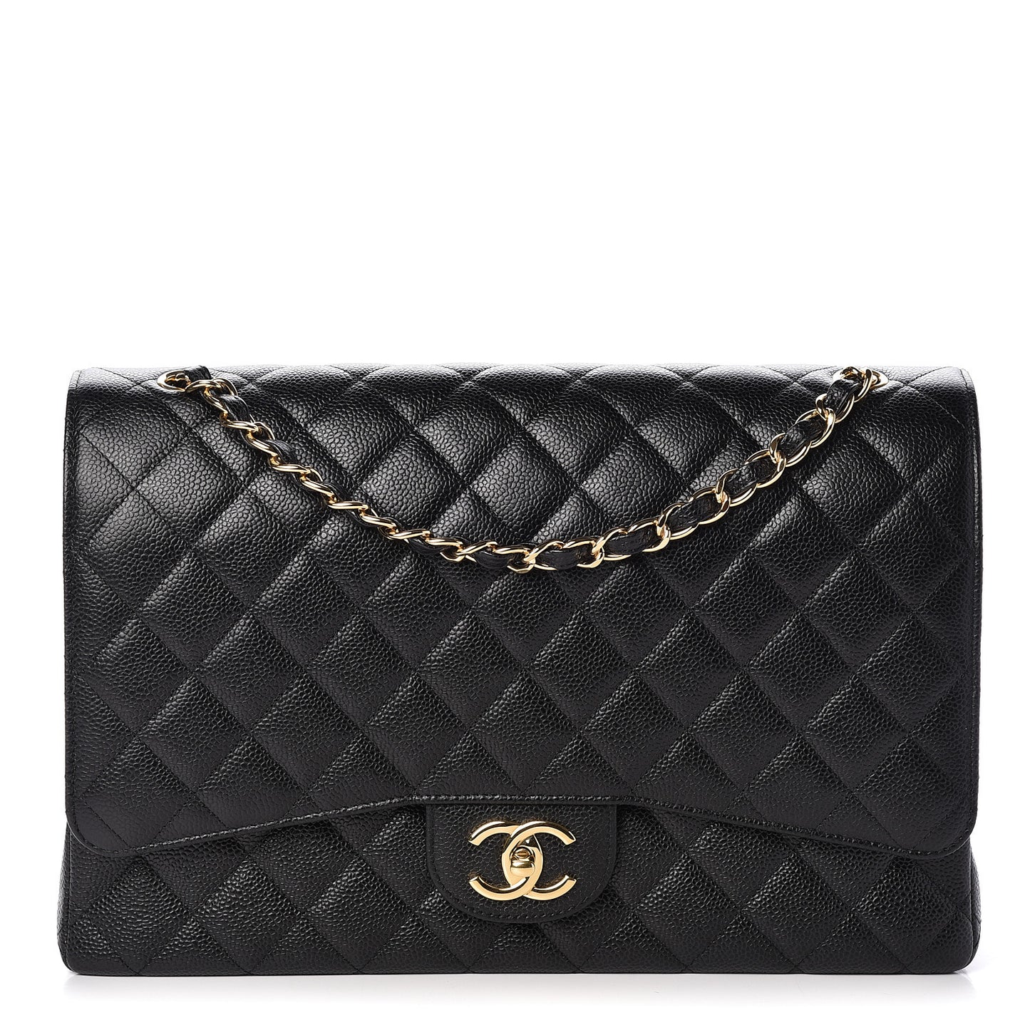 Caviar Quilted Maxi Double Flap Black