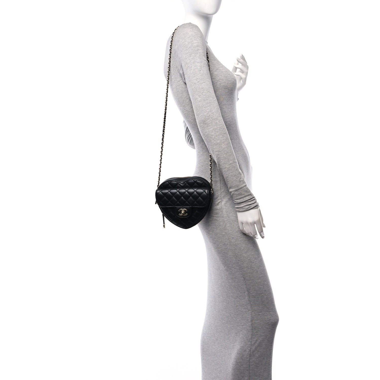 Chanel Lambskin Quilted CC In Love Heart Bag Black 2 of 9
