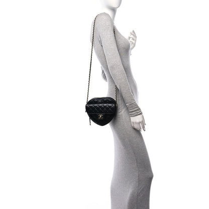 Chanel Lambskin Quilted CC In Love Heart Bag Black 2 of 9