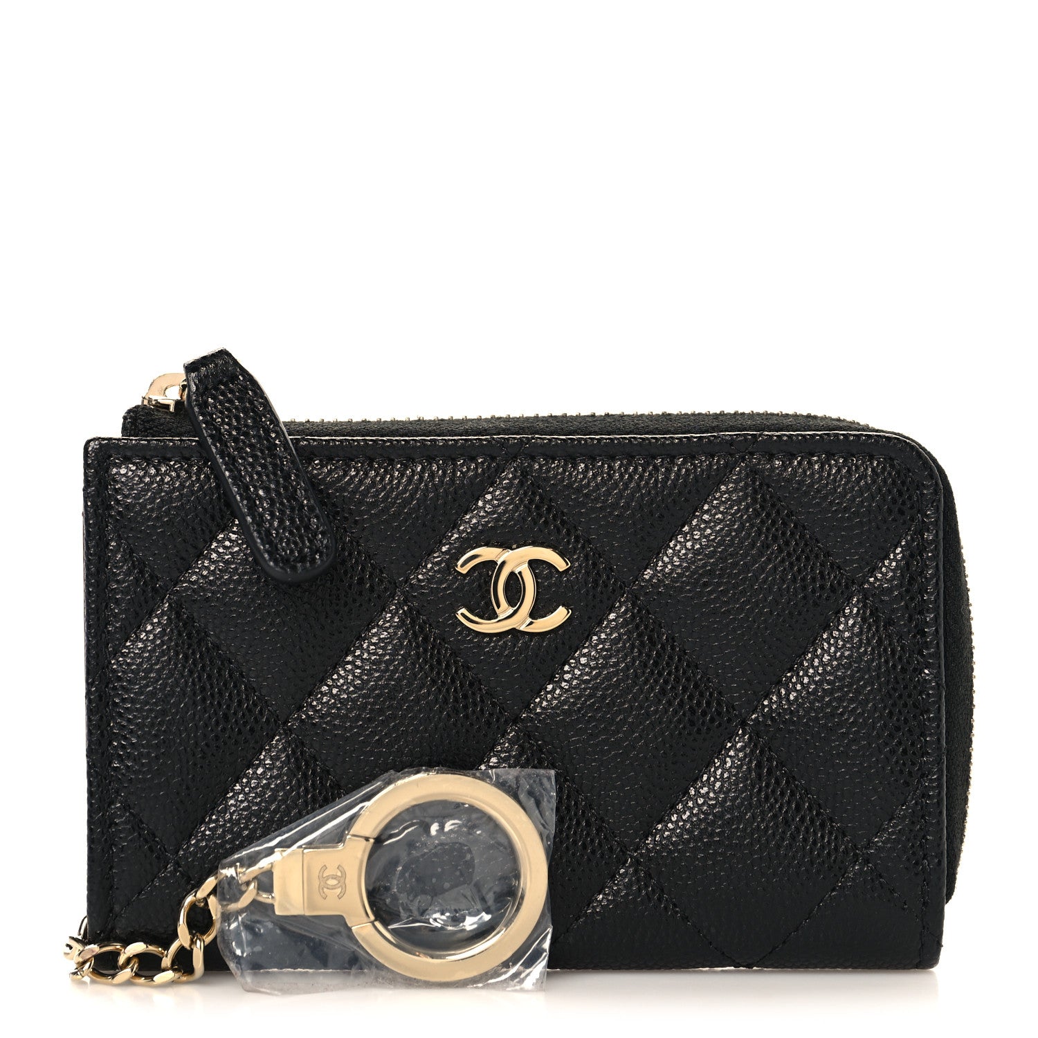 Chanel Caviar Quilted Zipped Key Holder Case Black 1 of 8