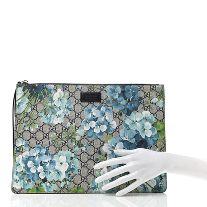 Gucci GG Supreme Monogram Blooms Medium Documents Holder Beige Blue Black 2 of 8
