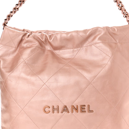 Chanel Metallic Calfskin Quilted Small Chanel 22 Pink 9 of 12
