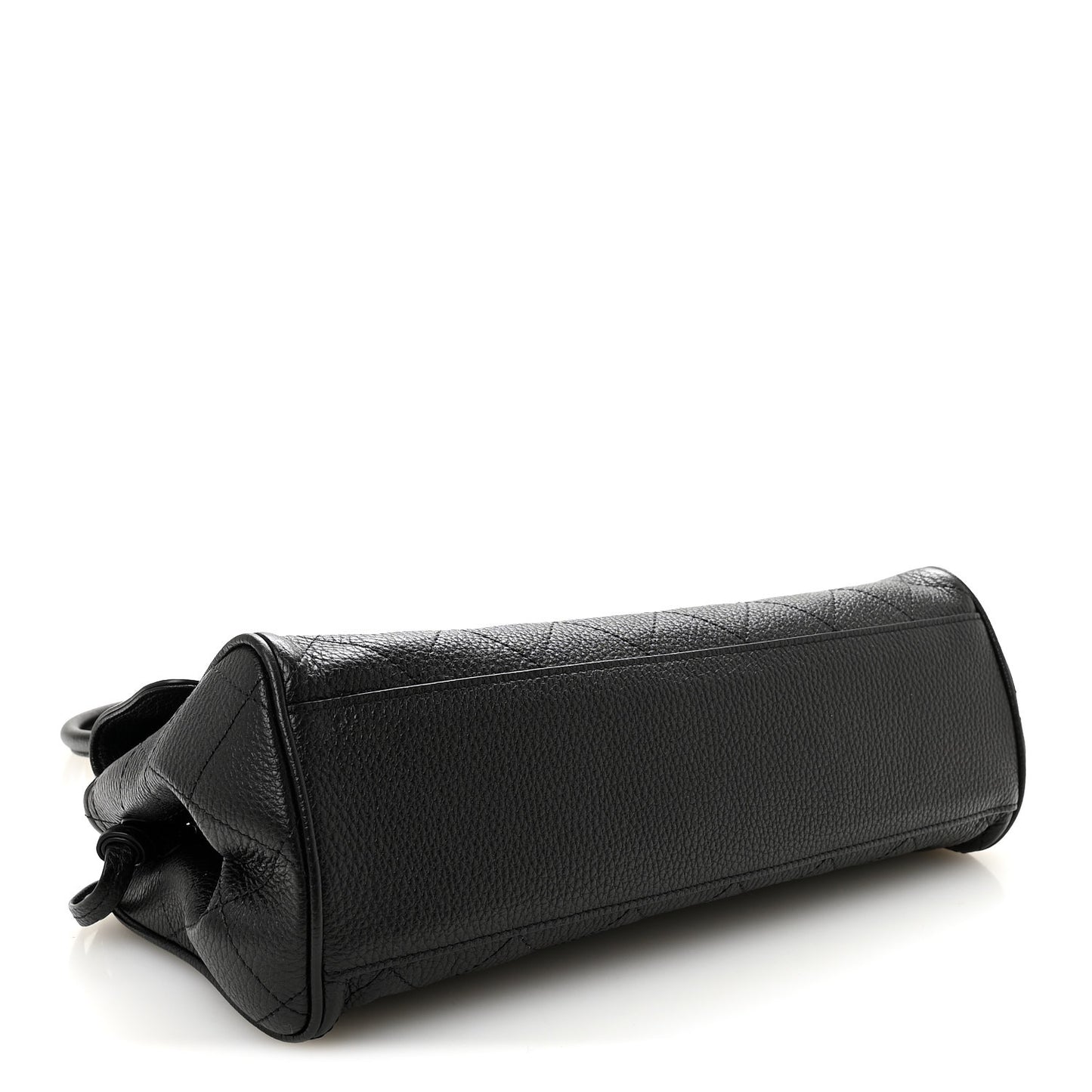 Grained Calfskin Stitched Urban Essentials Small Shopping Bag Black