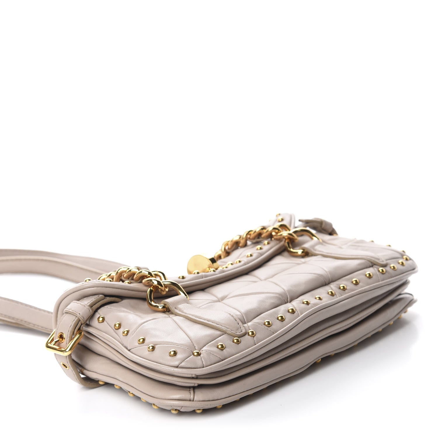 Miu Miu Nappa Quilted Studded Shoulder Bag Calce 4 of 18