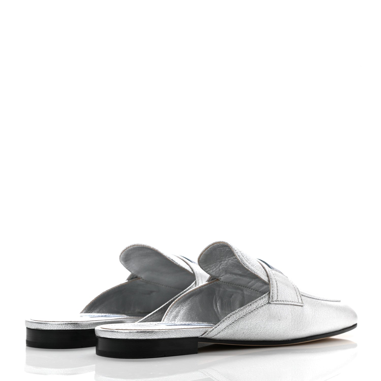 Prada Madras Lux 10mm Mules 37.5 Argento 4 of 8