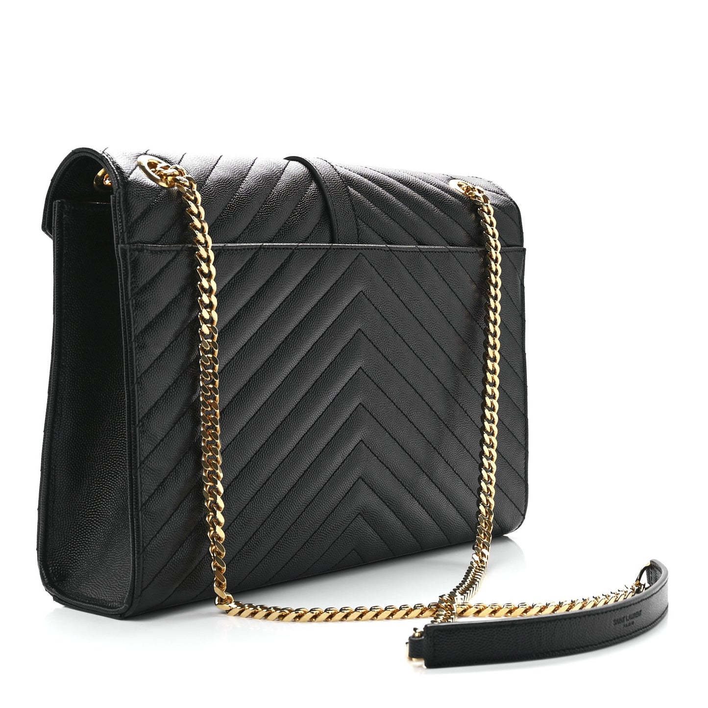 Grain De Poudre Matelasse Chevron Large Monogram Satchel Black