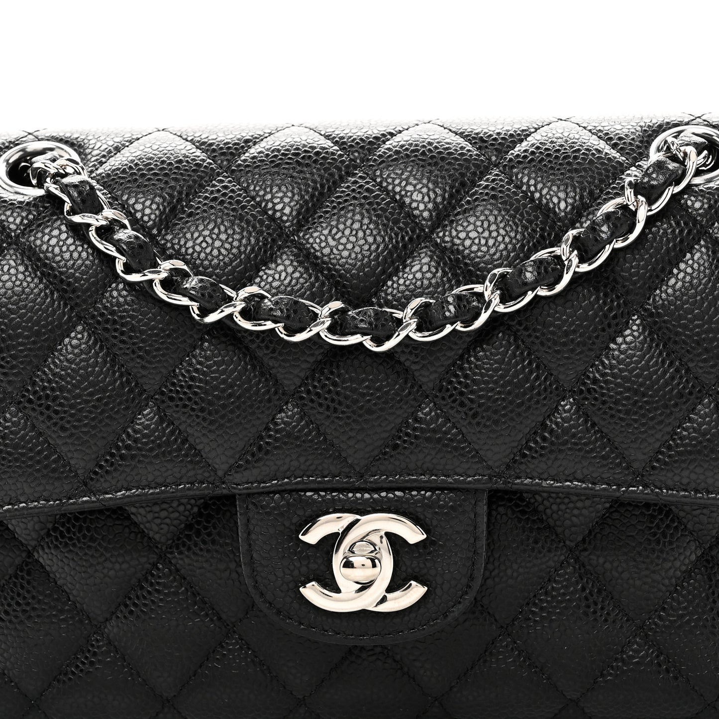 Caviar Quilted Small Double Flap Black