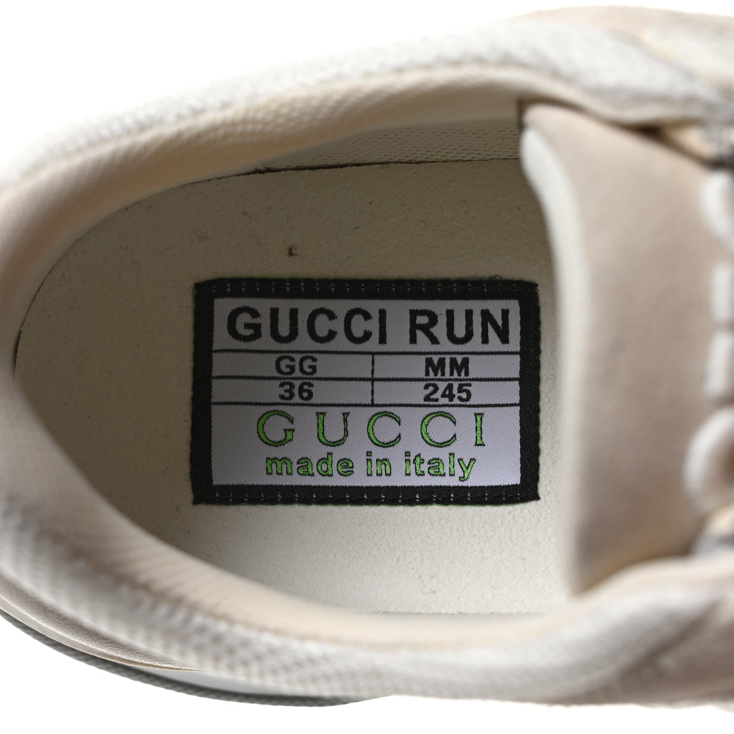 Gucci Technical Knit Fabric Suede Calfskin Womens Gucci Run Sneakers 36 Off White Grey 8 of 9