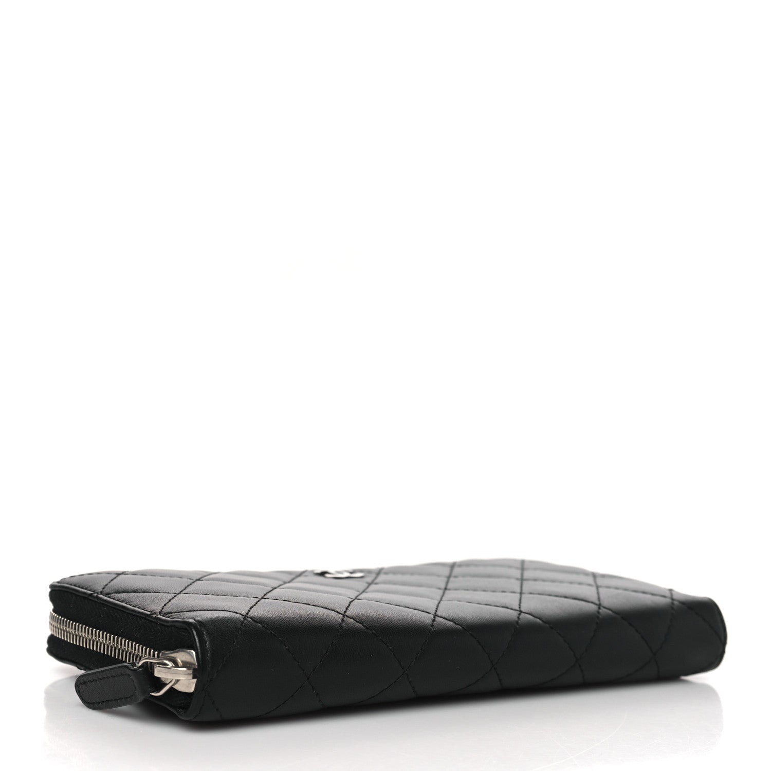 Chanel Lambskin Quilted Large Gusset Zip Around Wallet Black 4 of 10