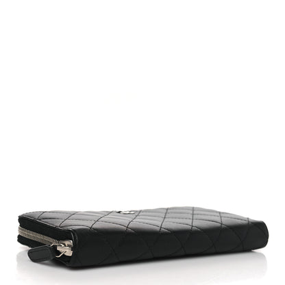 Chanel Lambskin Quilted Large Gusset Zip Around Wallet Black 4 of 10