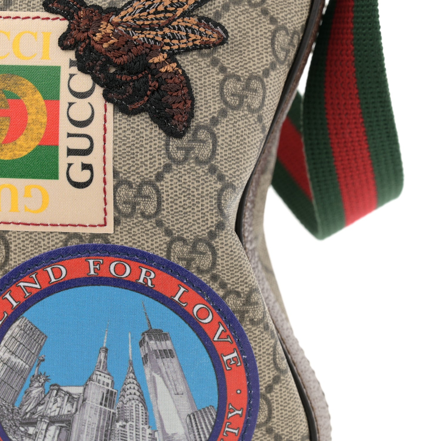 Gucci Soft GG Supreme Monogram Courrier Web Medium Flat Messenger Bag Beige New Acero Multicolor 12 of 14