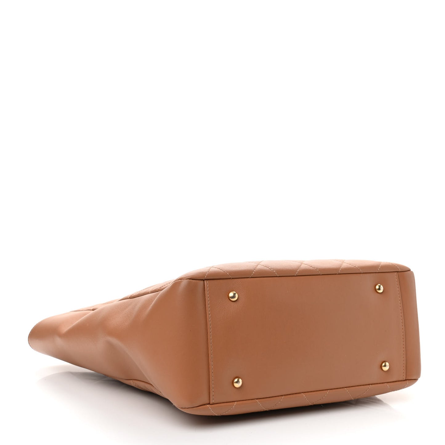 Calfskin Stitched Large Shopping Bag Brown