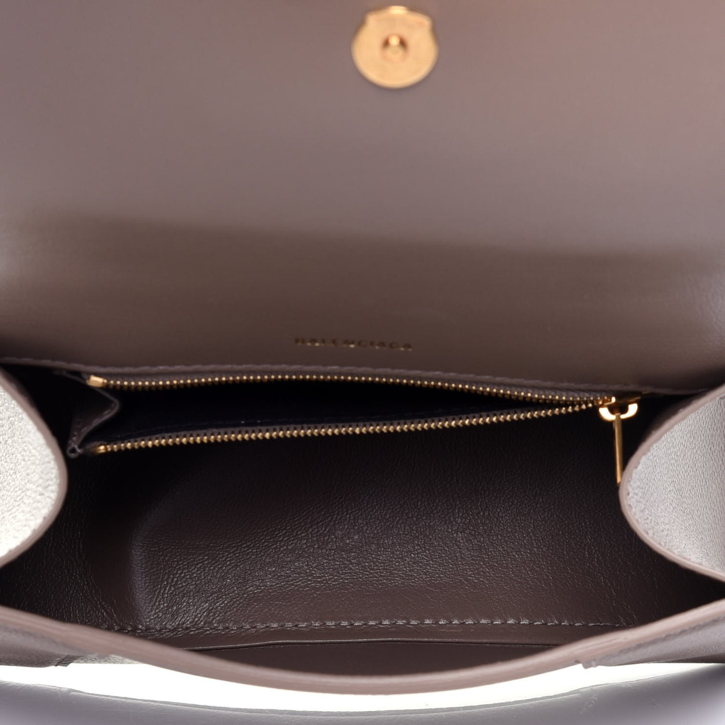 Grained Calfskin Small Hourglass Top Handle Bag Mink Grey
