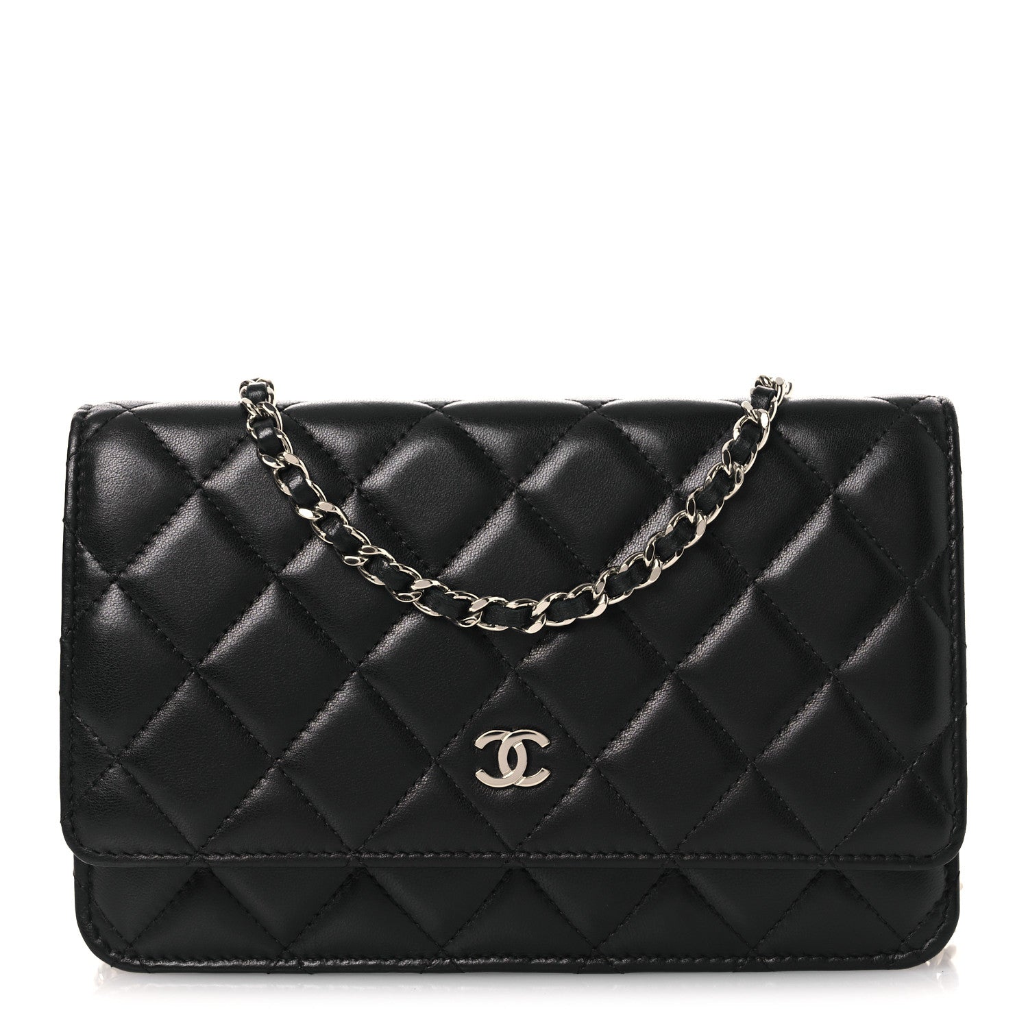 Chanel Lambskin Quilted Wallet On Chain WOC Black 2 of 22