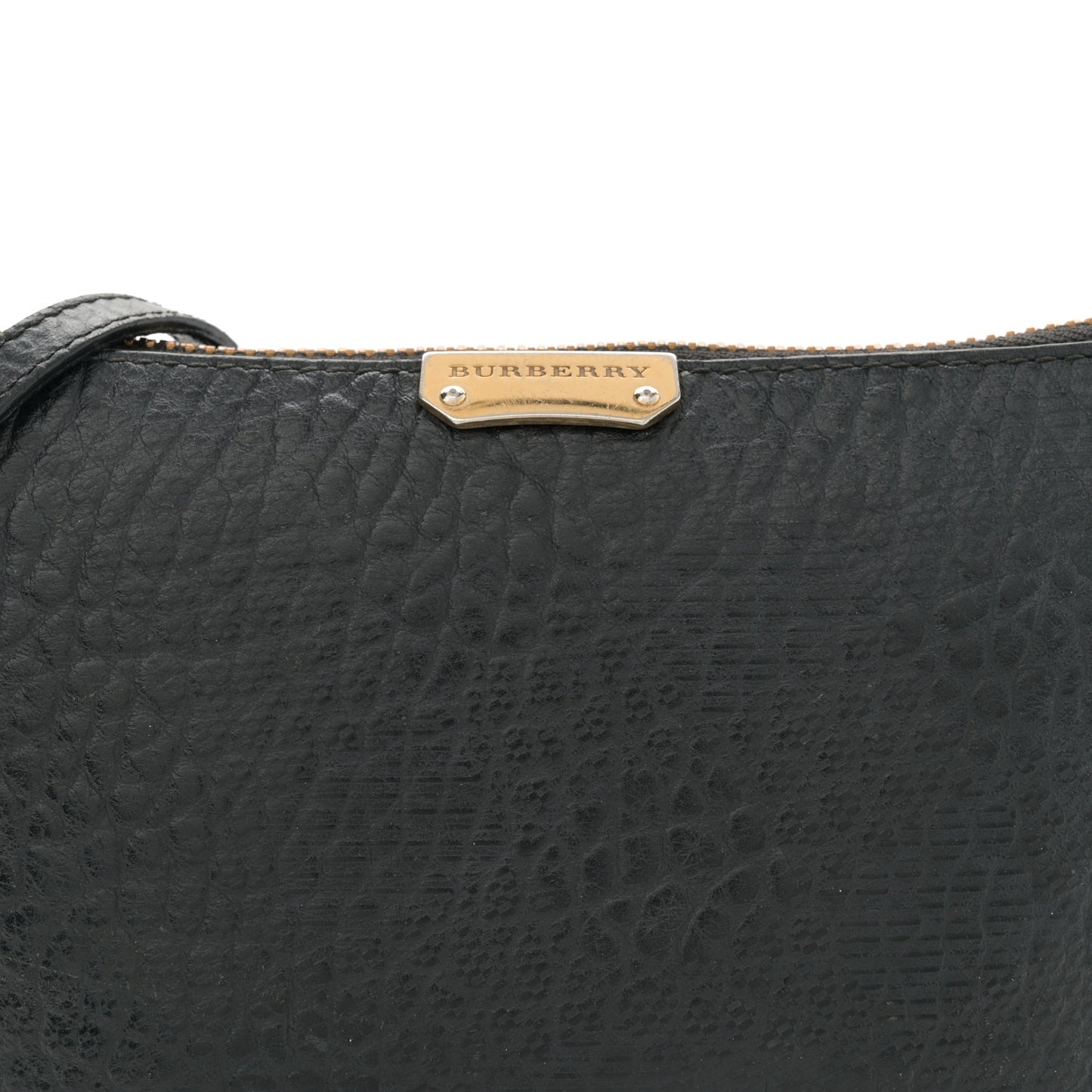 Signature Grain Calfskin Check Embossed Peyton Crossbody Clutch Bag Black