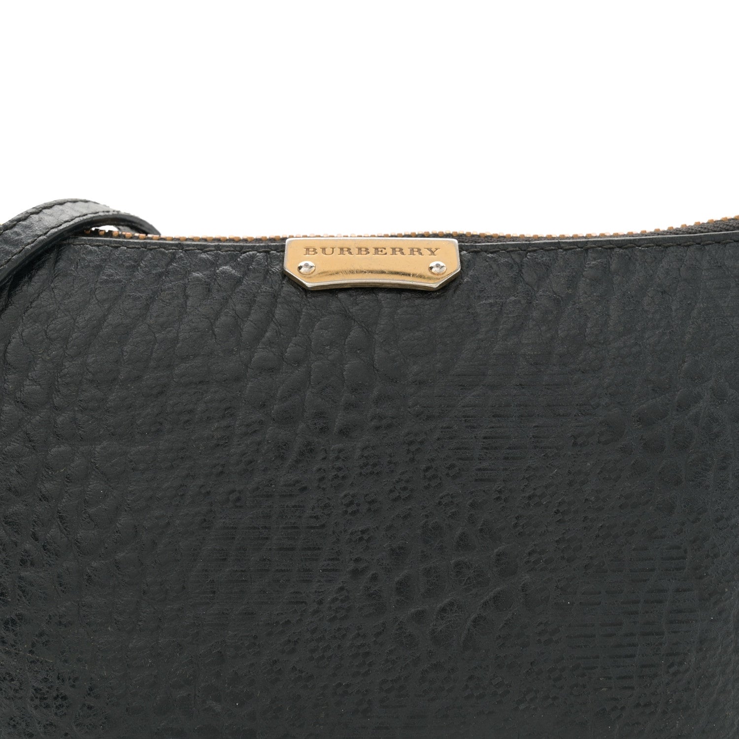 Burberry Signature Grain Calfskin Check Embossed Peyton Crossbody Clutch Bag Black 8 of 14