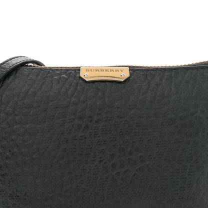 Burberry Signature Grain Calfskin Check Embossed Peyton Crossbody Clutch Bag Black 8 of 14